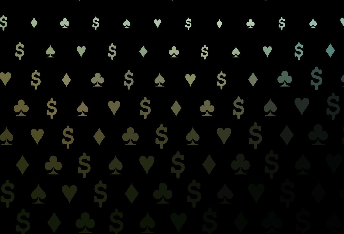 sfondo vettoriale verde scuro con segni di carte.