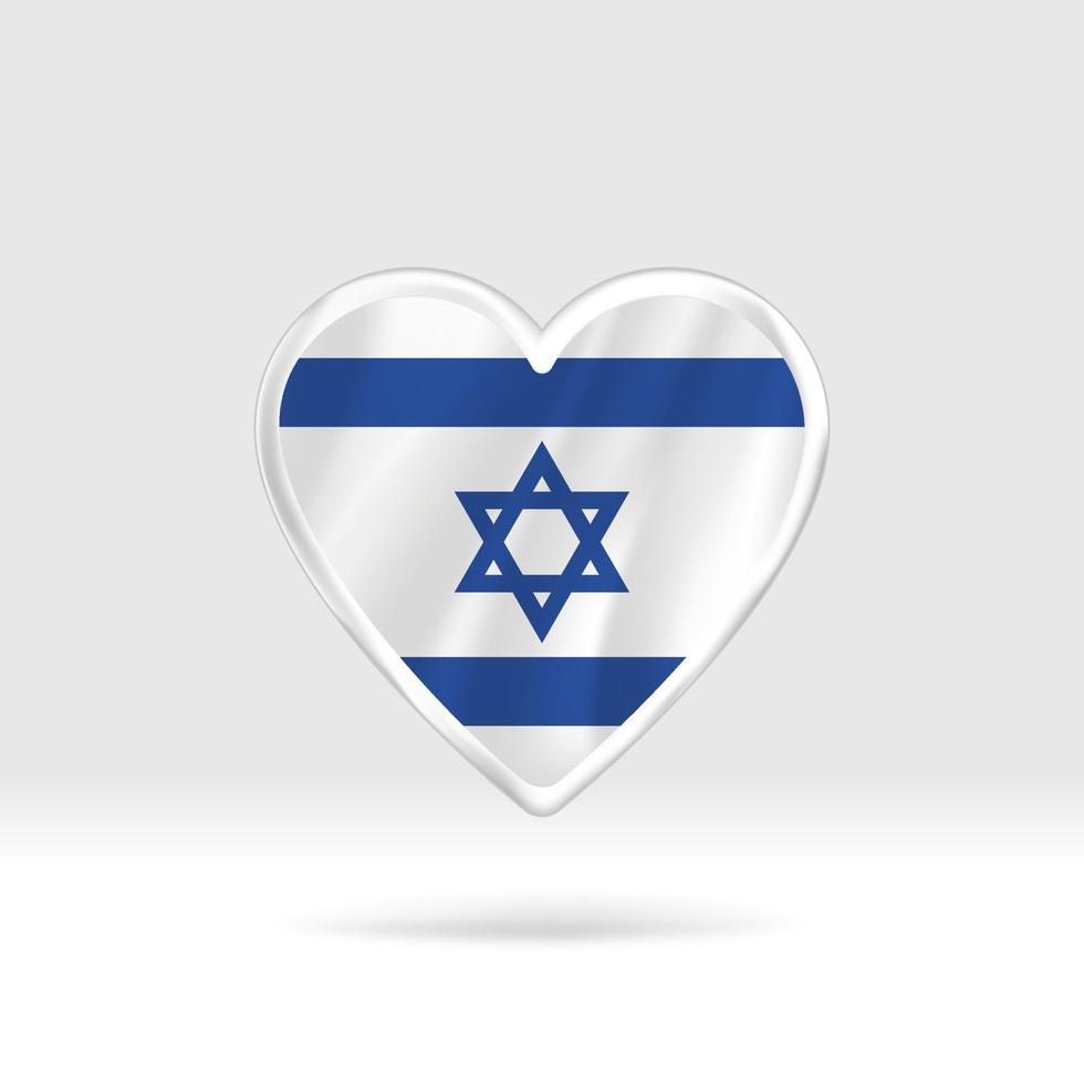 cuore a partire dal Israele bandiera. argento pulsante stella e bandiera modello. facile la modifica e vettore nel gruppi. nazionale bandiera vettore illustrazione su bianca sfondo.