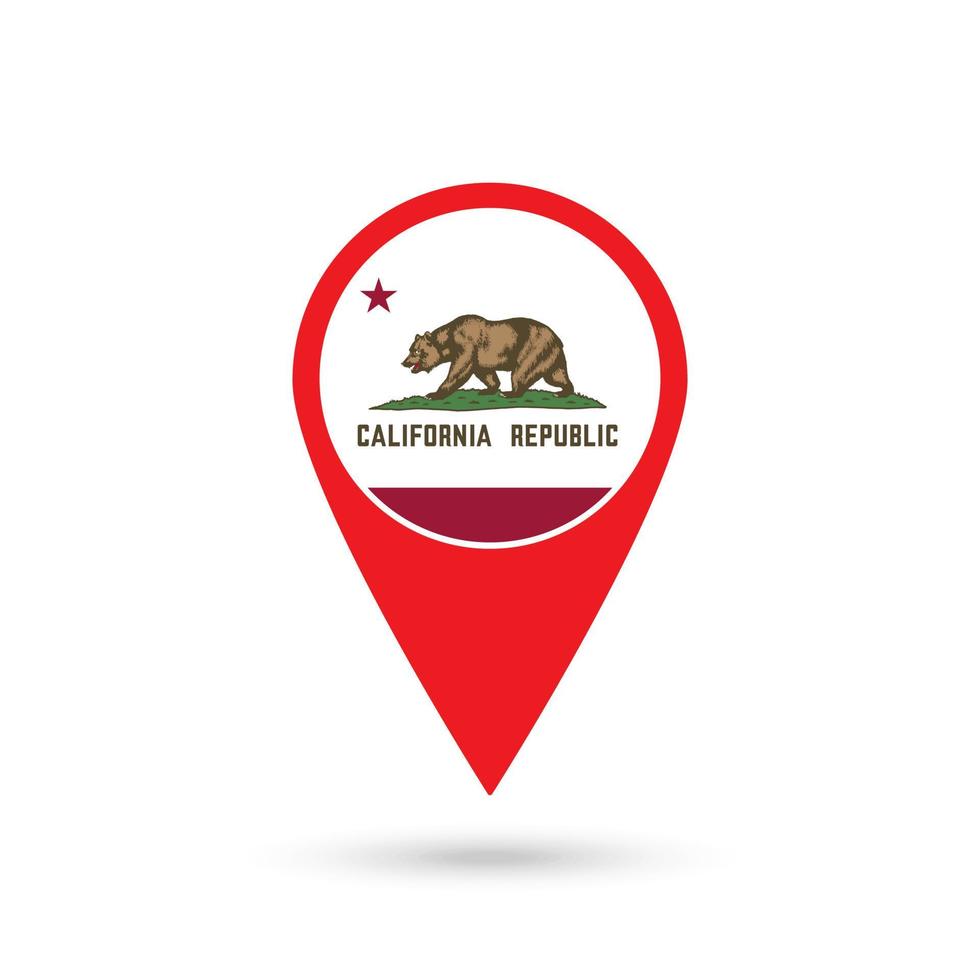 carta geografica pointer con bandiera di California. vettore illustrazione.