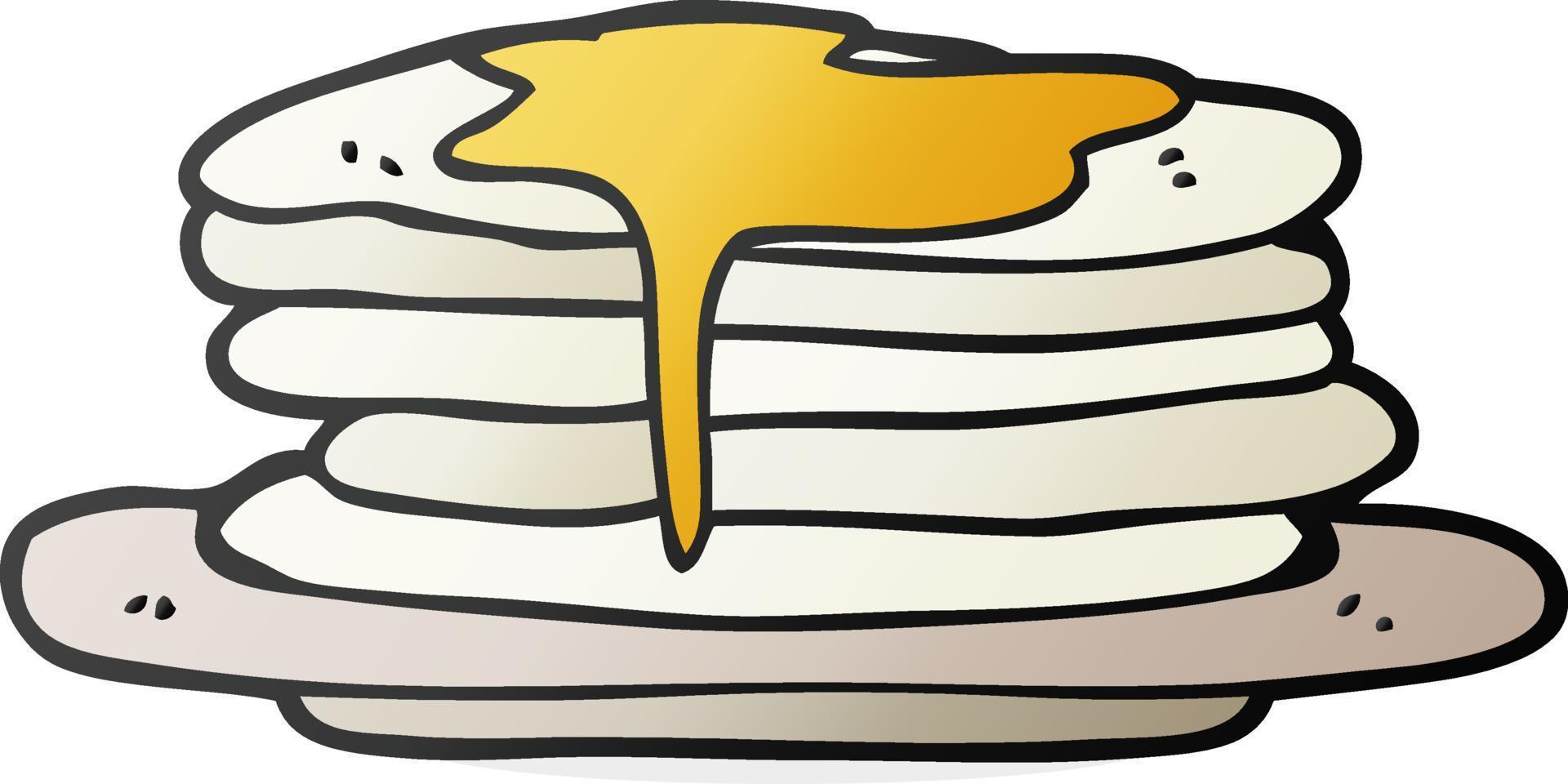 a mano libera disegnato cartone animato pila di Pancakes vettore