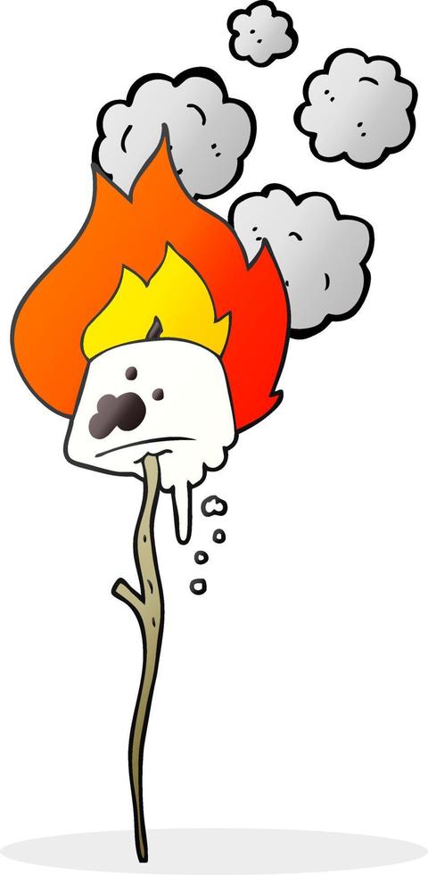 a mano libera disegnato cartone animato tostato marshmallow vettore