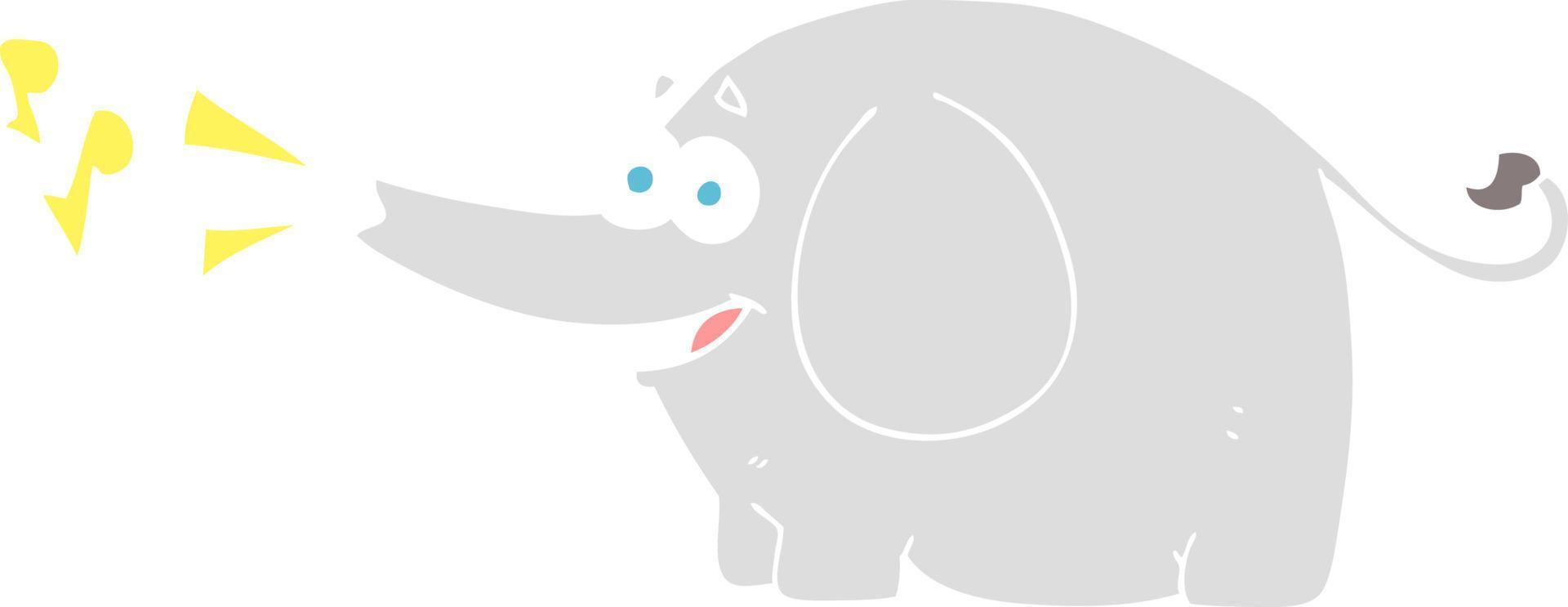 piatto colore illustrazione di strombazzare elefante vettore