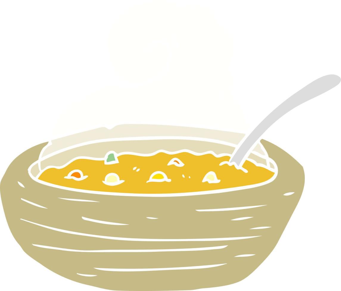 piatto colore stile cartone animato ciotola di caldo la minestra vettore