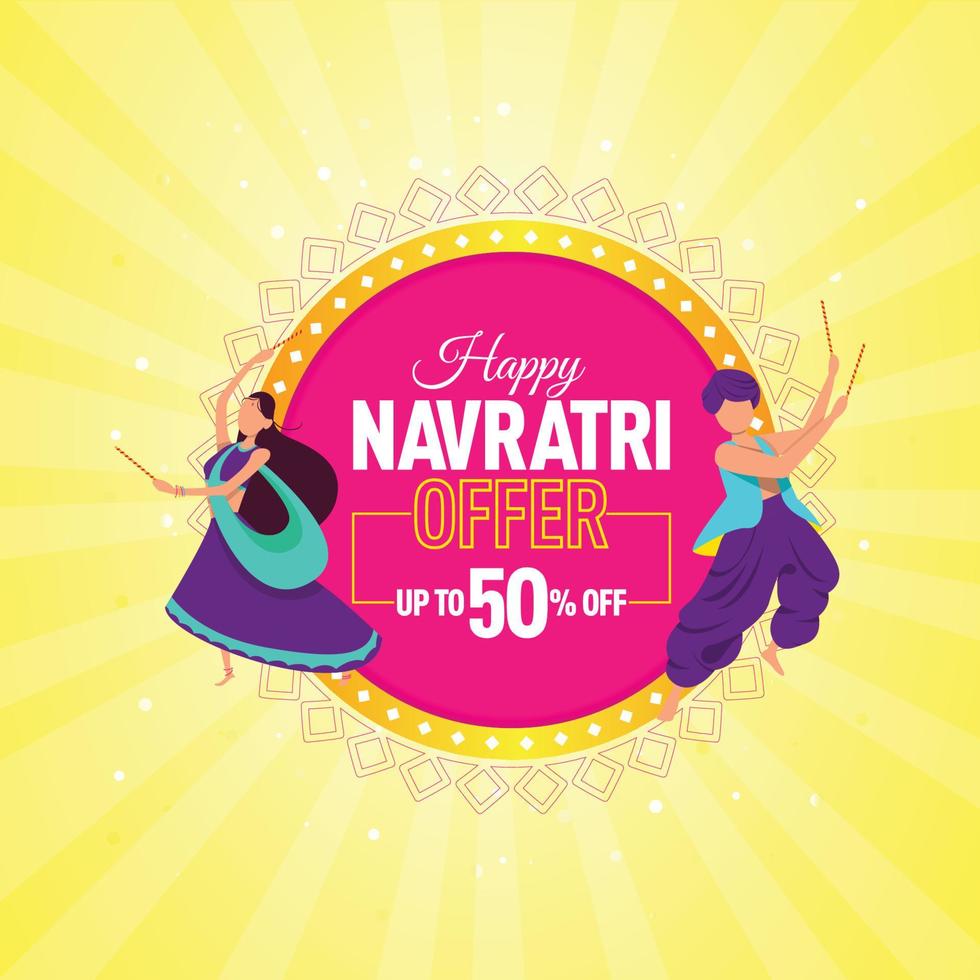 Navratri Festival offerta, modello, striscione, logo disegno, icona, manifesto, unità, etichetta, ragnatela intestazione, vettore