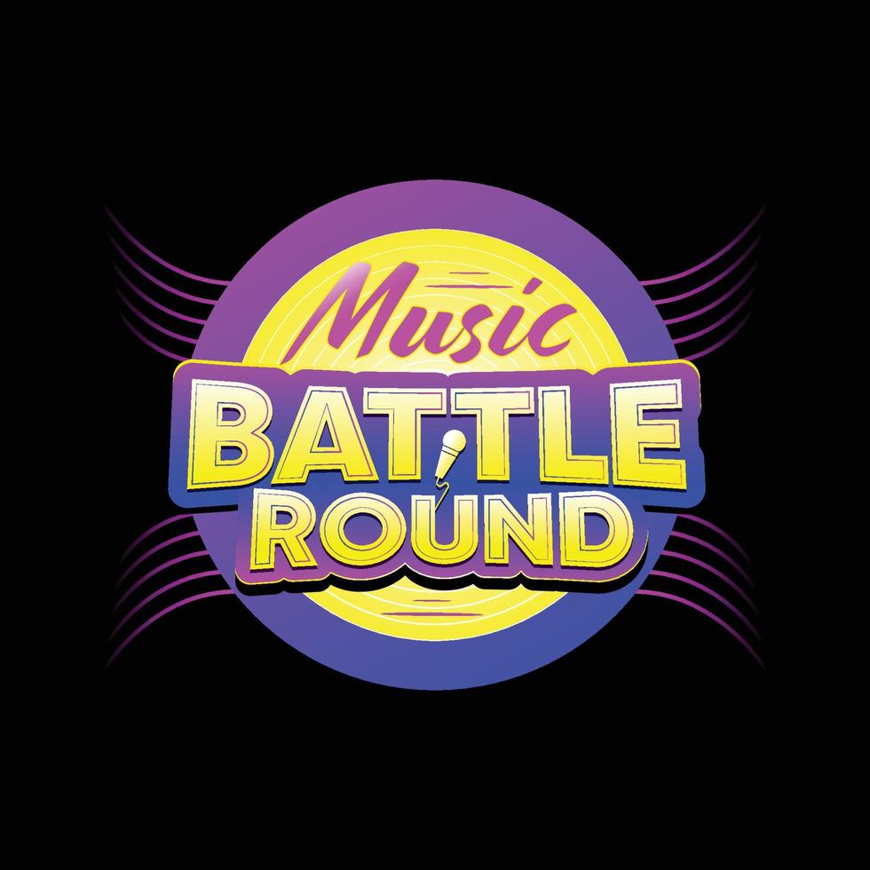 musica battaglia il giro premio logo per musica concorrenza con luminosa colore e nero sfondo. vettore