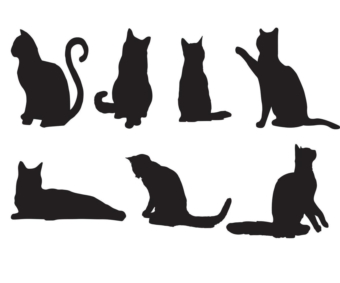 gatti collezione - vettore silhouette, gatto silhouette, vettore isolato gatto silhouette, gatto logo, Stampa, decorativo etichetta, gatti, isolato su bianca sfondo, gatto silhouette collezione