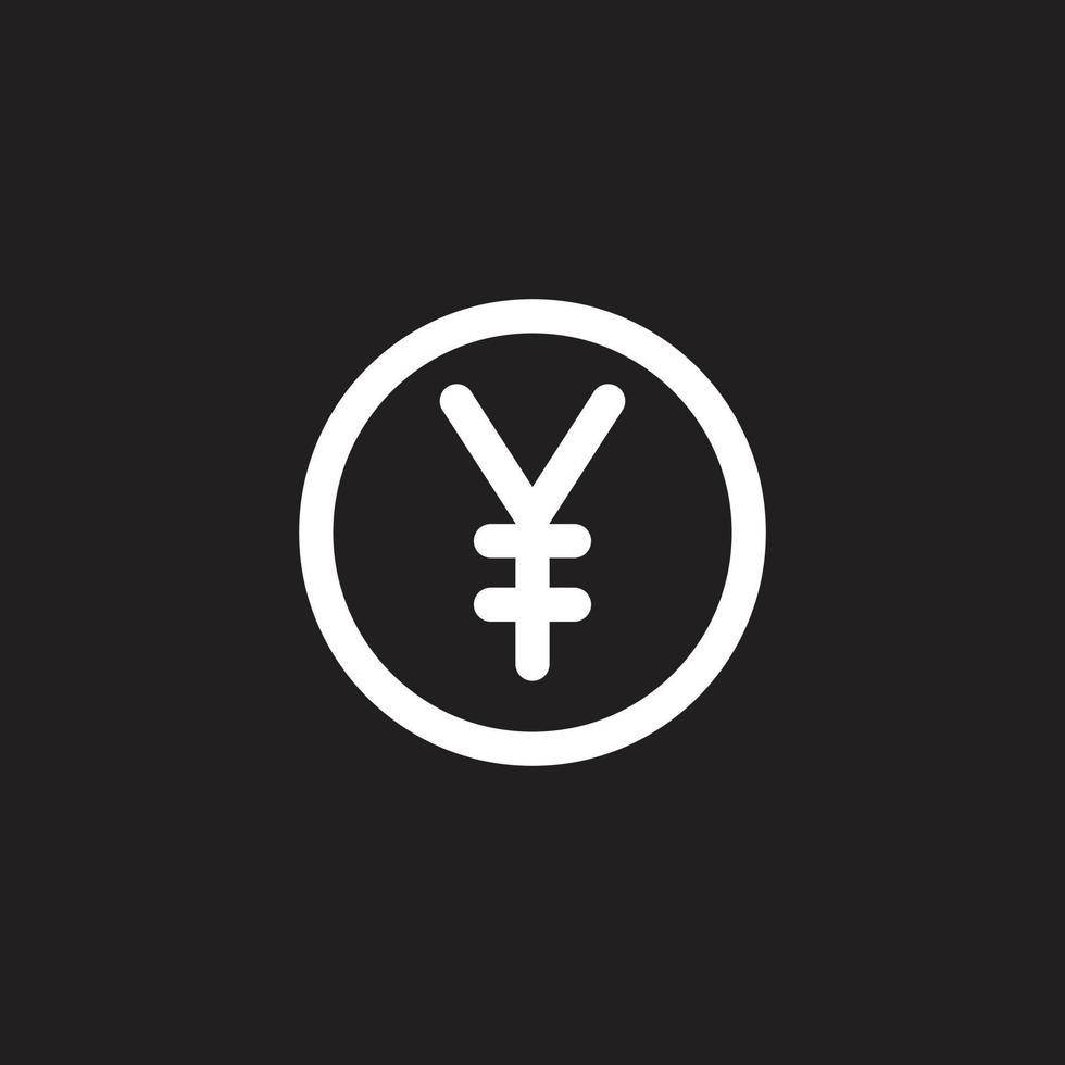 eps10 bianca vettore giapponese yen moneta icona isolato su nero sfondo. yuan moneta con un' cerchio simbolo nel un' semplice piatto di moda moderno stile per il tuo sito web disegno, logo, e mobile applicazione
