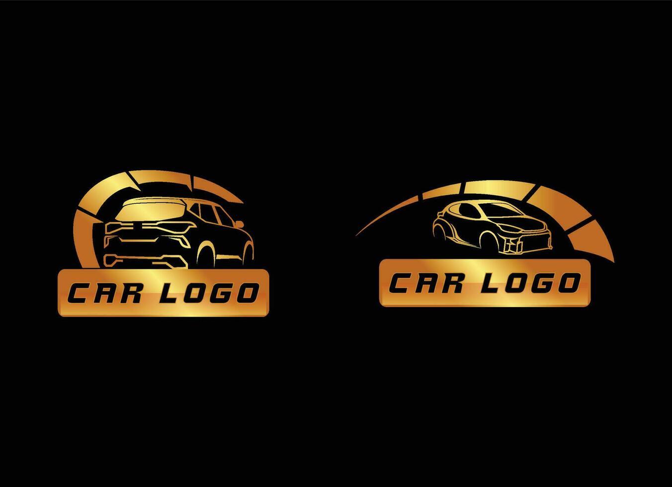 auto logo design modello nel d'oro stile e nero sfondo vettore