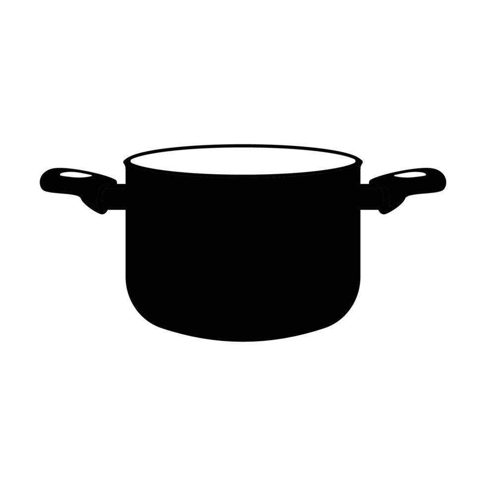 cucinando pentola silhouette. nero e bianca icona design elementi su isolato bianca sfondo vettore
