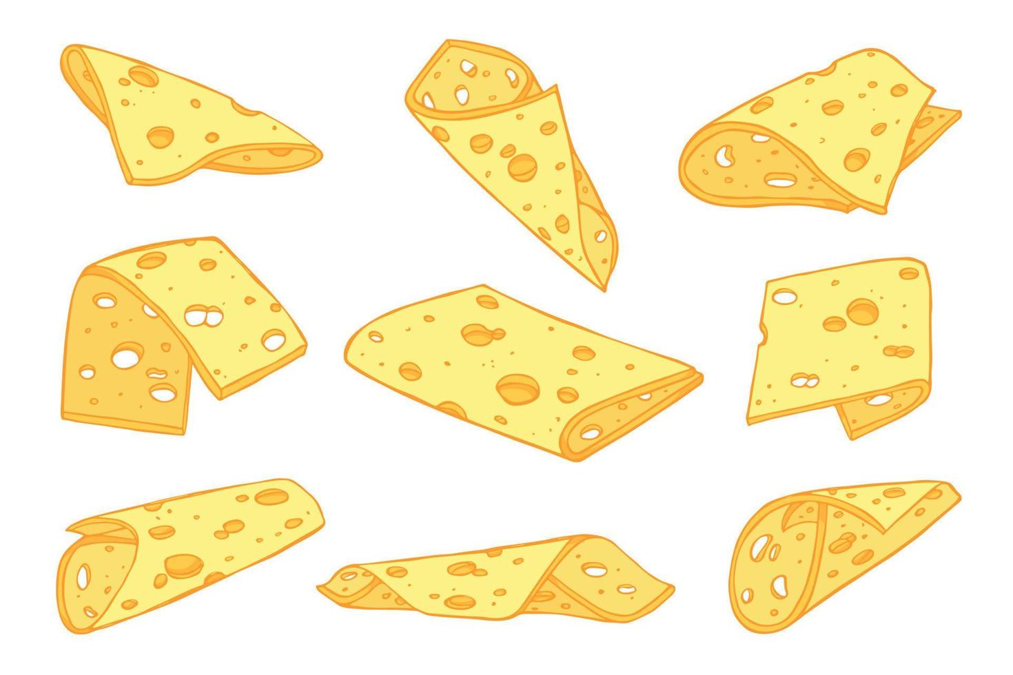 mano disegnato impostato di formaggio parti e fette. formaggio icona. vettore formaggio clipart