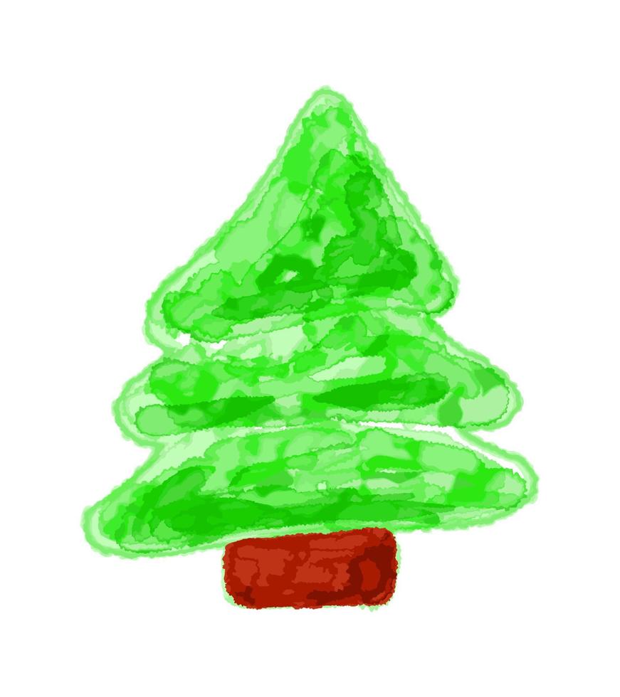 acquerello pino albero pittura isolato su bianca sfondo. semplice mano disegnato strutturato illustrazione. vettore