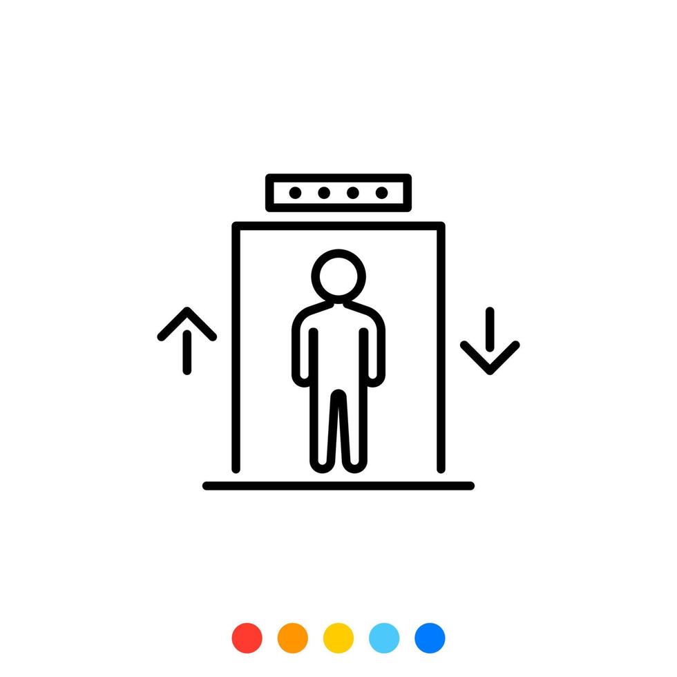 schema ascensore icona, vettore e illustrazione.