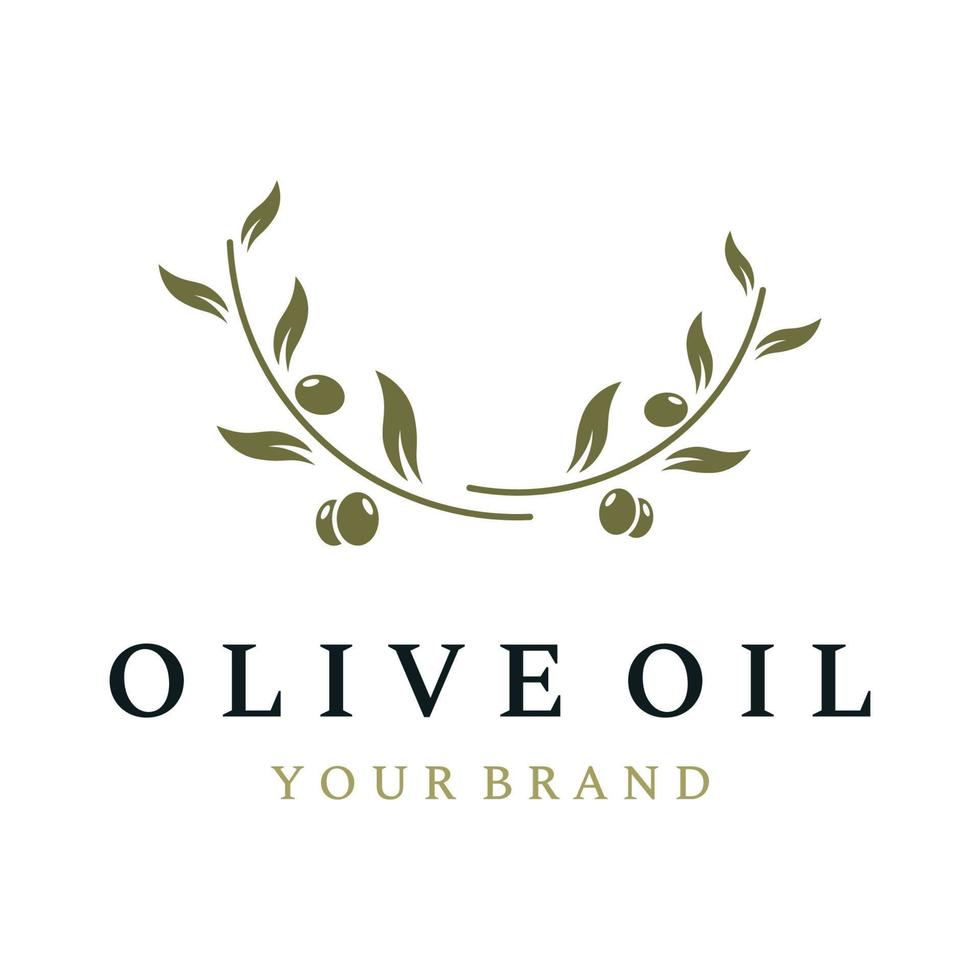 naturale erbaceo oliva e olio logo design con oliva ramo. logo per attività commerciale, marchio, erbaceo medicina e spa. vettore