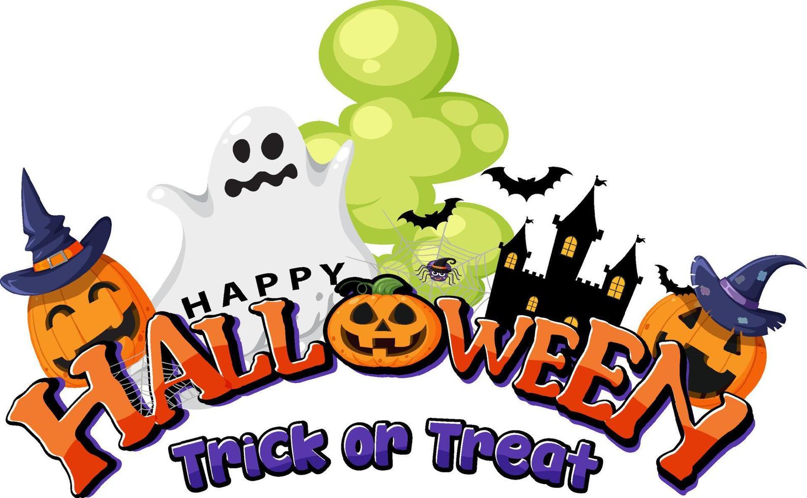 contento Halloween testo logo vettore