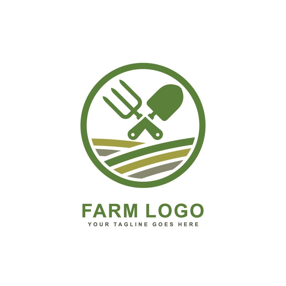 azienda agricola logo. mano forchetta e cazzuola logo vettore