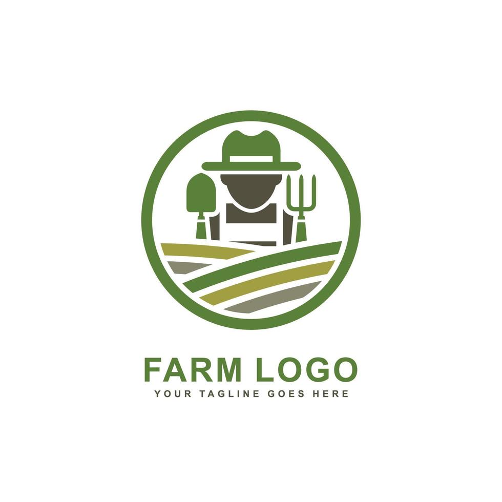 azienda agricola logo. contadino logo design vettore