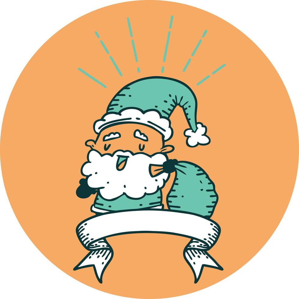 icona di un' tatuaggio stile Santa Claus Natale personaggio con sacco vettore