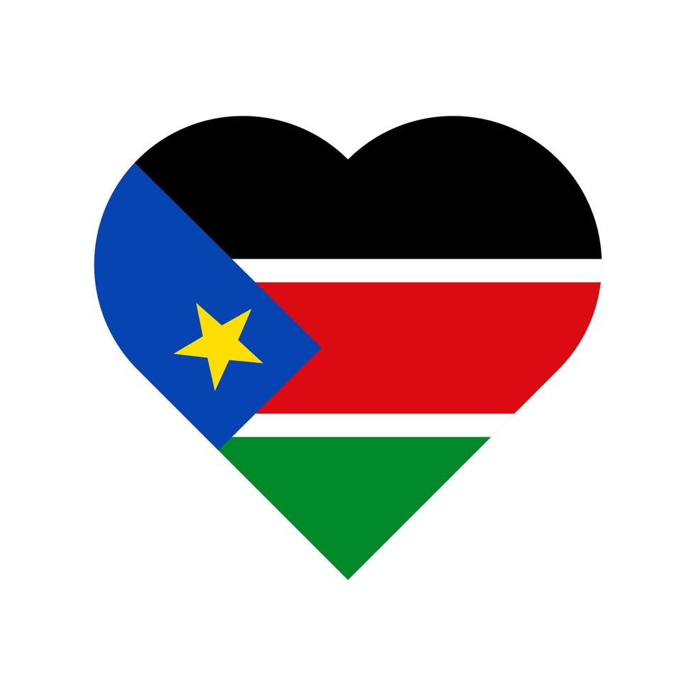 Sud Sudan vettore bandiera cuore isolato su bianca sfondo