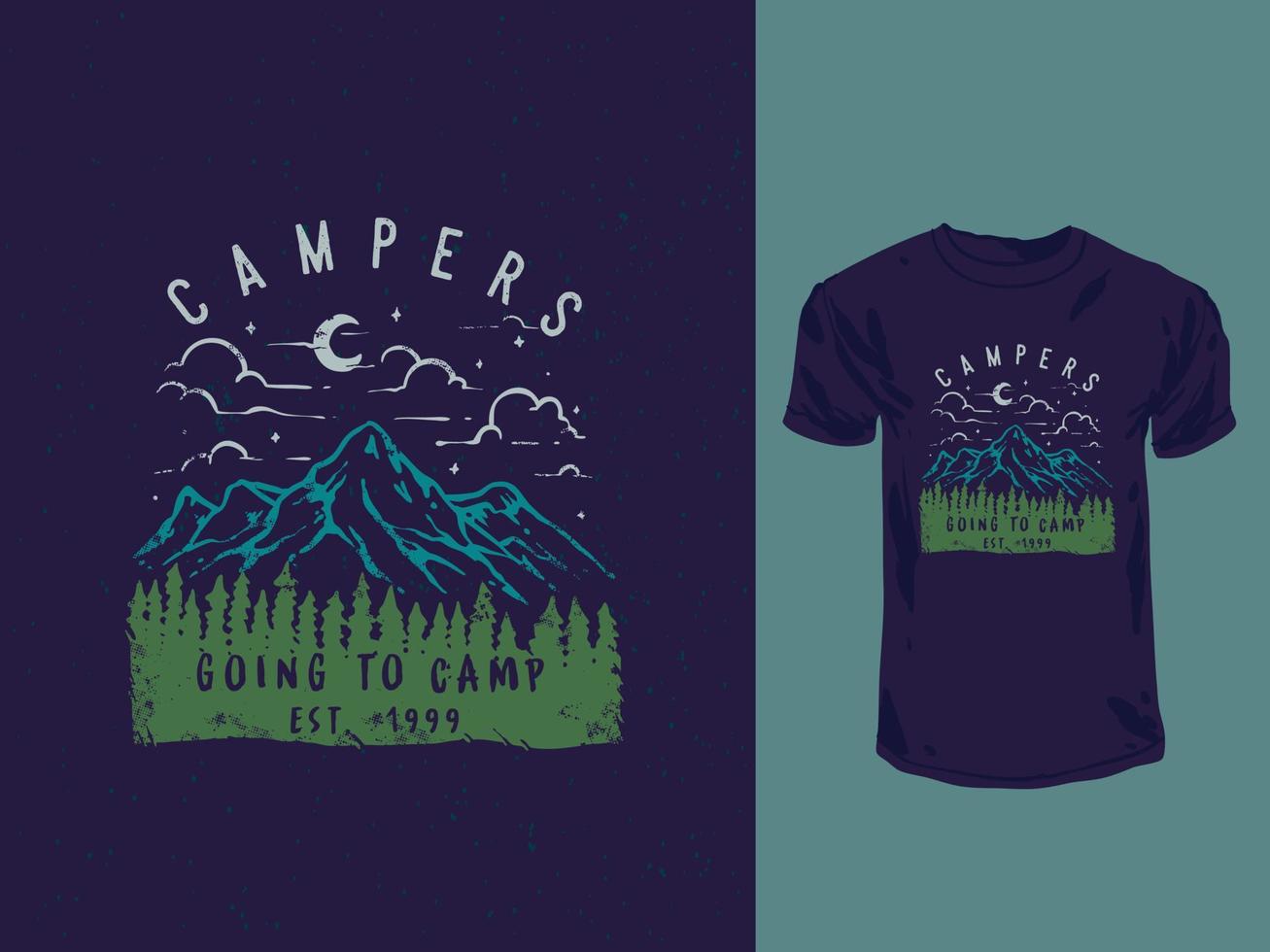 montagna campeggio Vintage ▾ stile maglietta design vettore