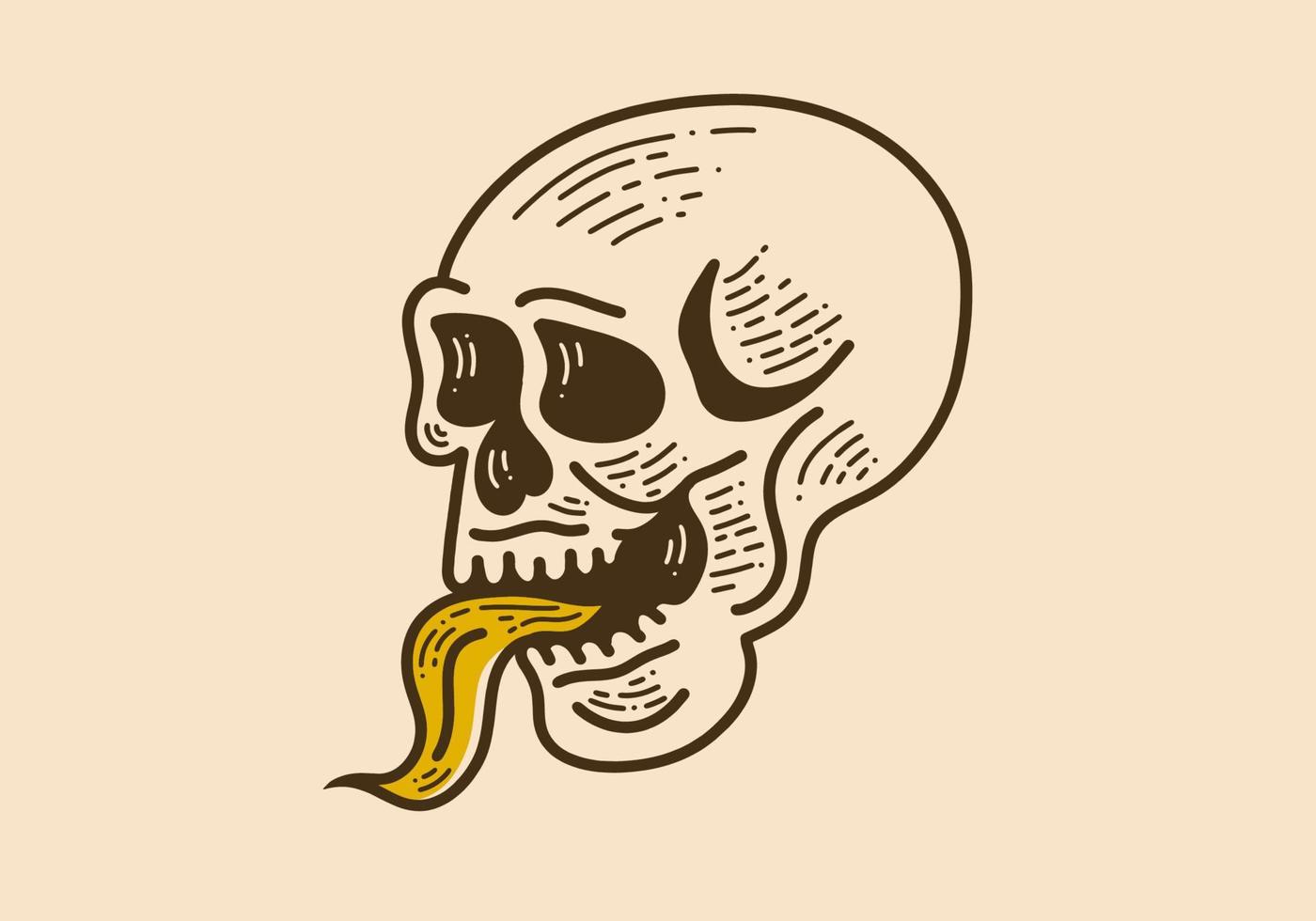 cranio con lungo lingua retrò Vintage ▾ arte disegno vettore