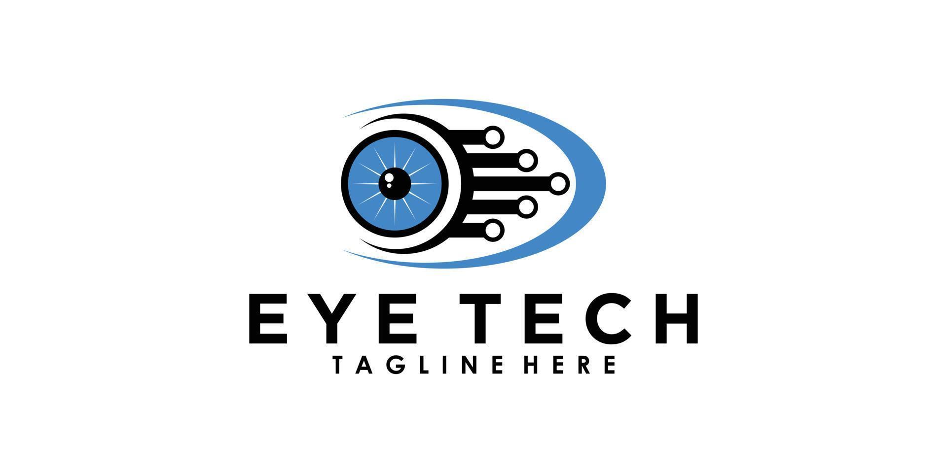occhio Tech logo design con creativo concetto premio vettore