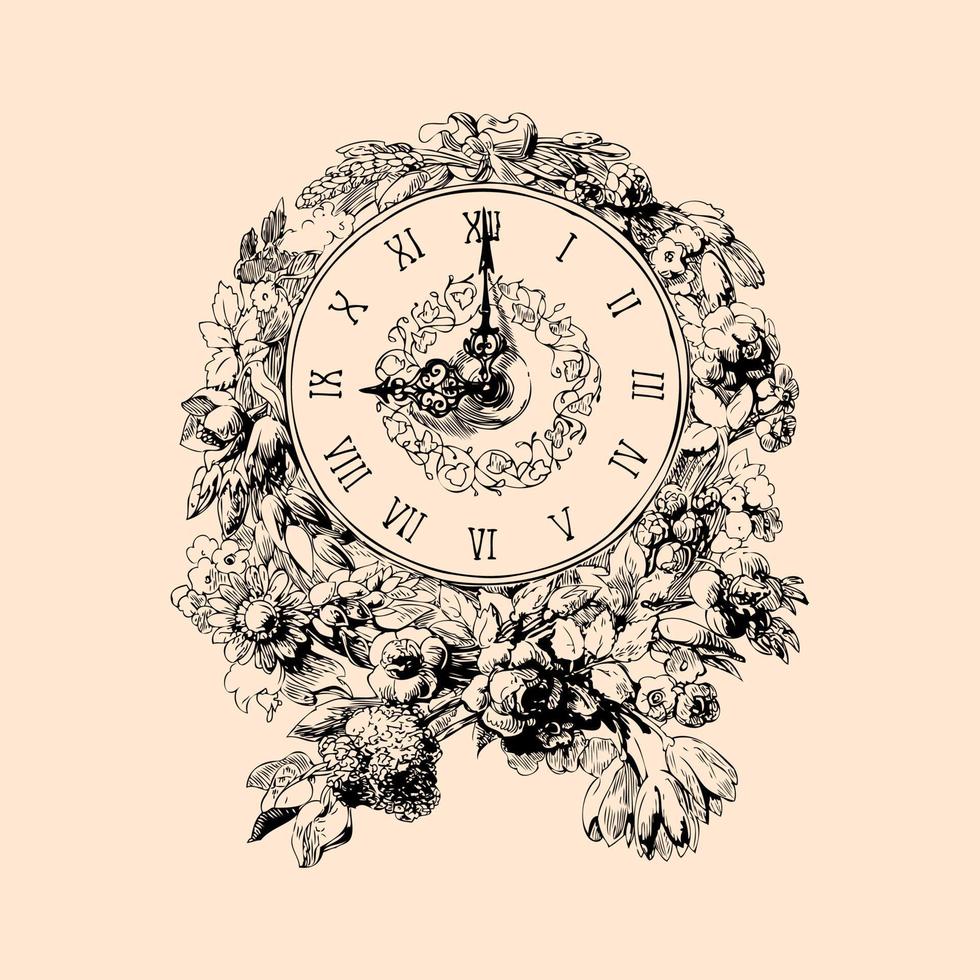 Vintage ▾ parete orologio illustrazione vettore
