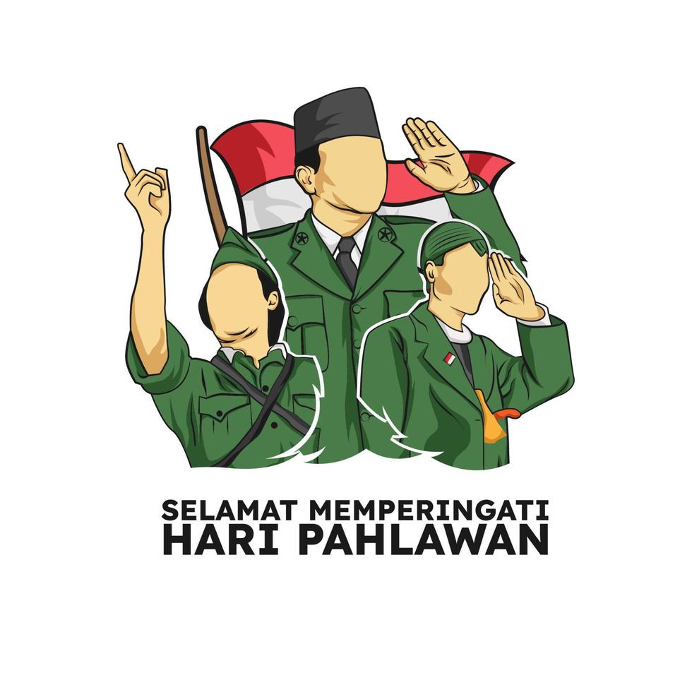 selamat hari pahlawan si intende contento eroi nazionale Indonesia giorno vettore
