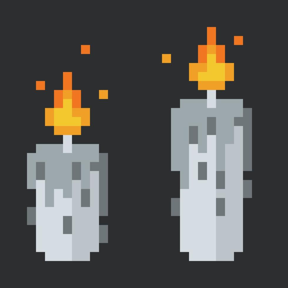 pixel illustrazione di Due ardente candele vettore