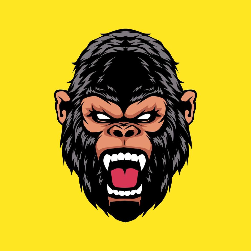 gorilla testa portafortuna gioco logo illustrazione vettore