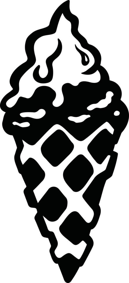 ghiaccio crema cono versato con caldo cioccolato, sorbetto, vettore illustrazione