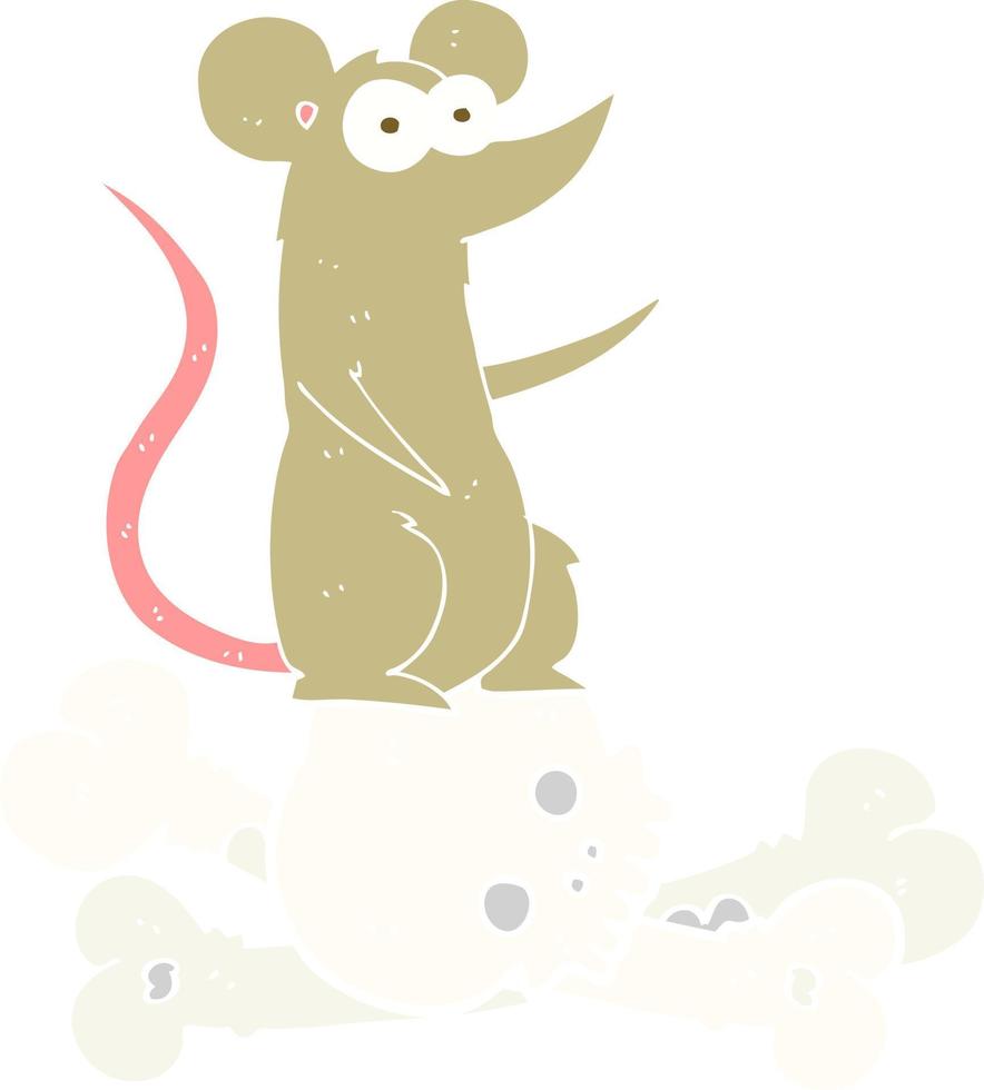 piatto colore illustrazione di ratto su ossatura vettore
