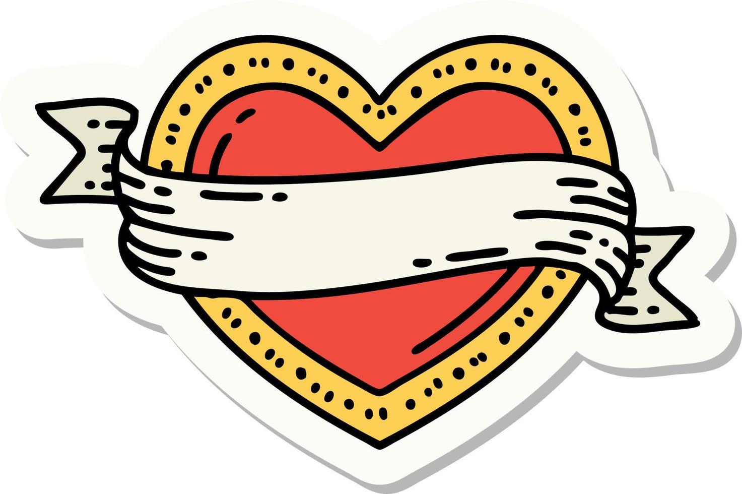 etichetta di tatuaggio nel tradizionale stile di un' cuore e bandiera vettore