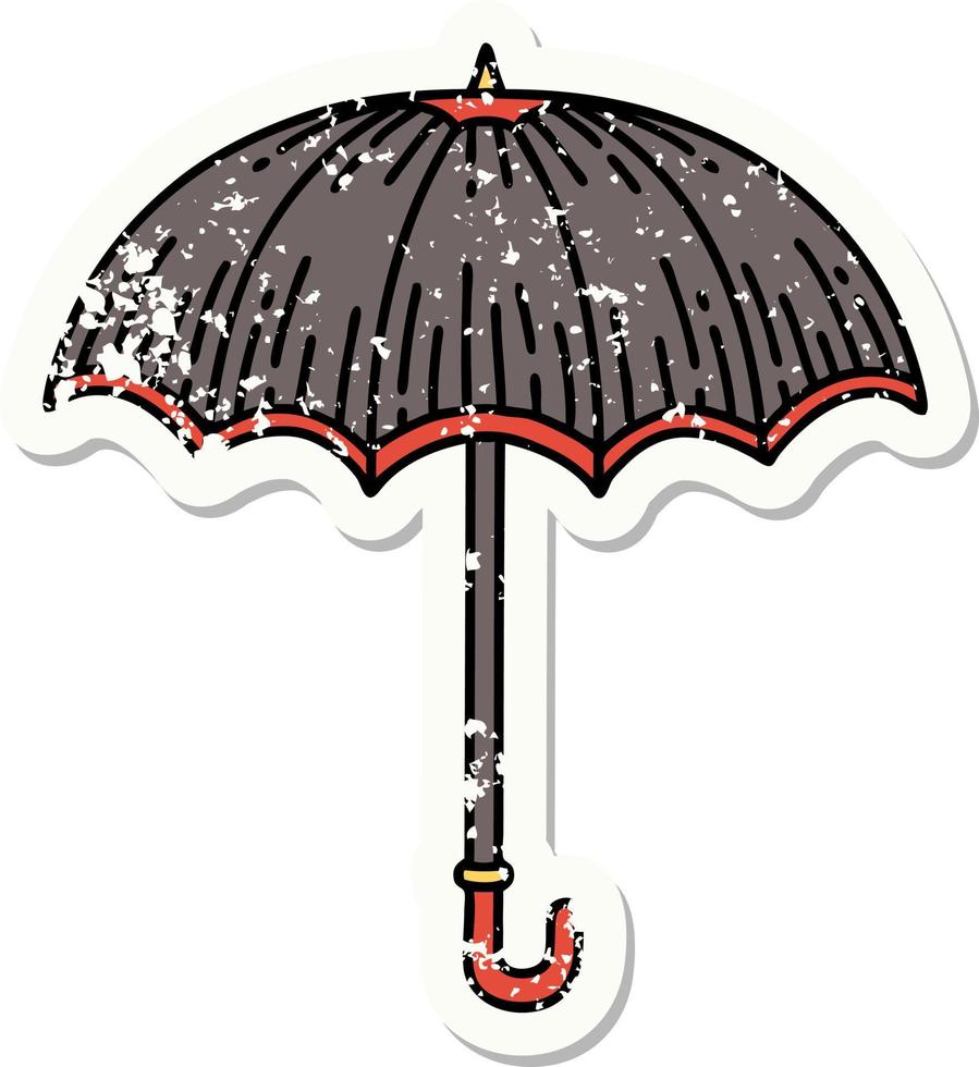 afflitto etichetta tatuaggio nel tradizionale stile di un ombrello vettore