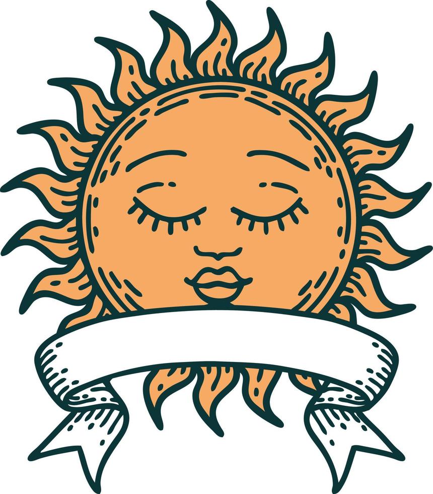 tradizionale tatuaggio con bandiera di un' sole vettore