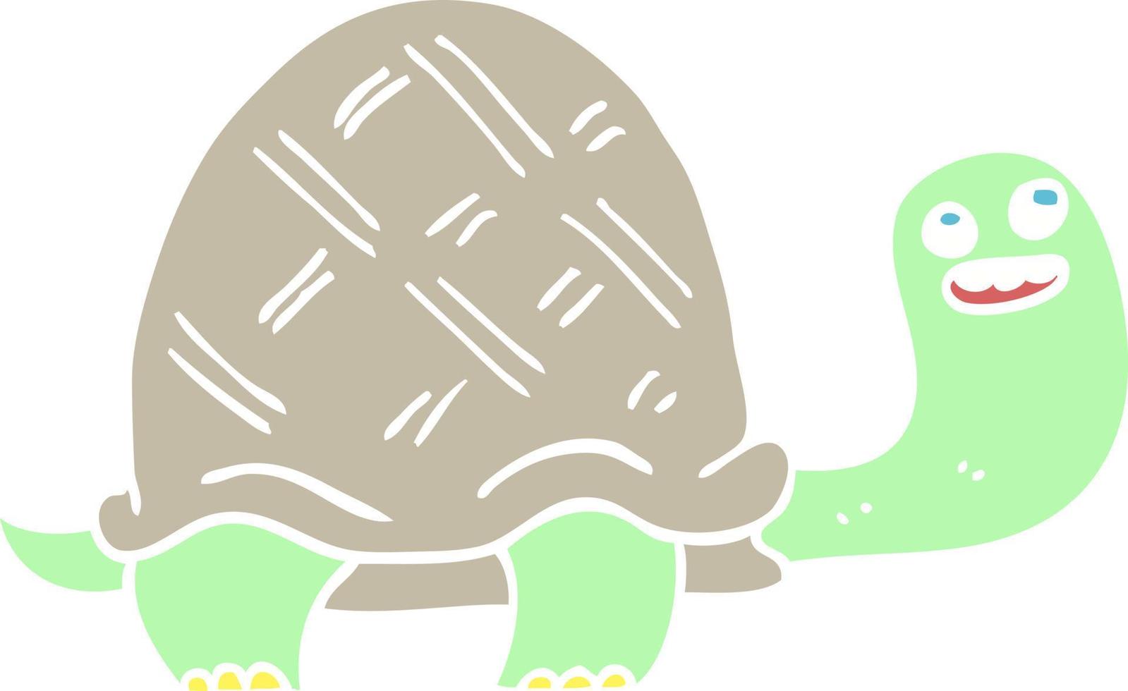 piatto colore illustrazione cartone animato contento tartaruga vettore