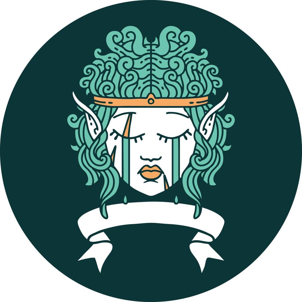 icona di pianto elfo barbaro personaggio viso con bandiera vettore
