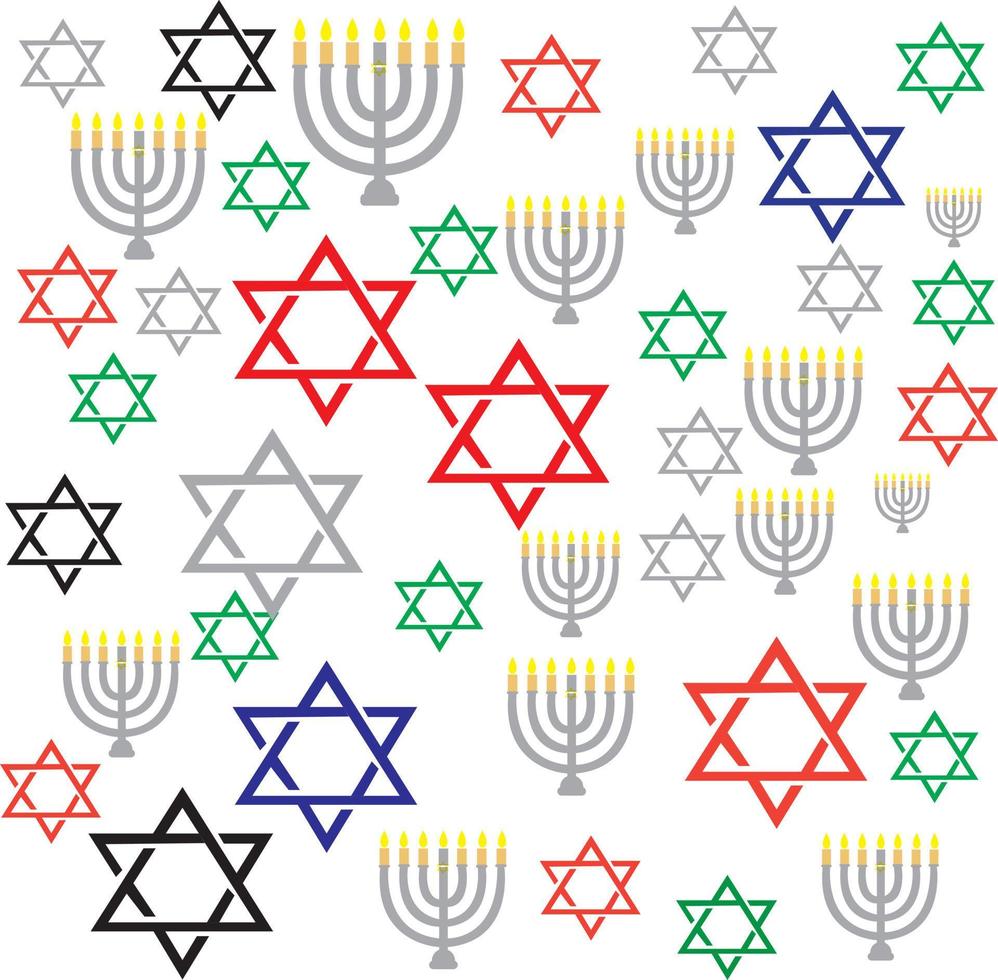 contento hanukkah bianca sfondo contento hanukkah lettering con menorah e verticale ornamento con dreidel vettore