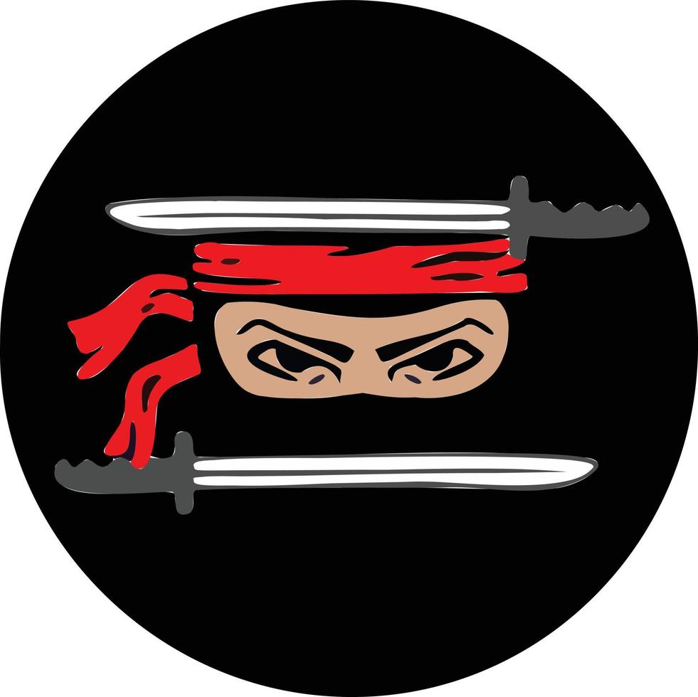 distintivo, logo ninja, spada guerre, assassino, simbolo. vettore