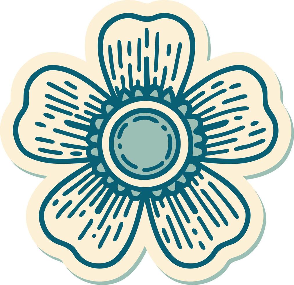etichetta di tatuaggio nel tradizionale stile di un' fiore vettore