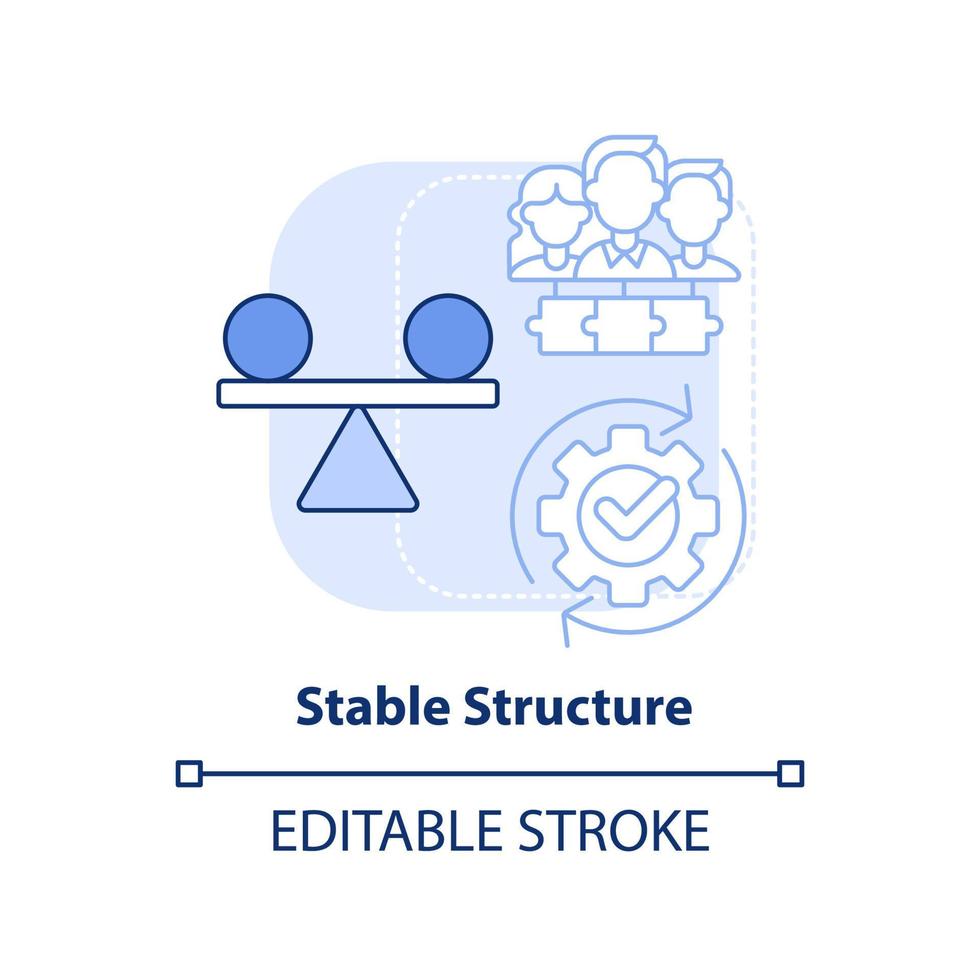 stabile struttura leggero blu concetto icona. cooperativa società beneficiare astratto idea magro linea illustrazione. stabilità. isolato schema disegno. modificabile ictus. vettore