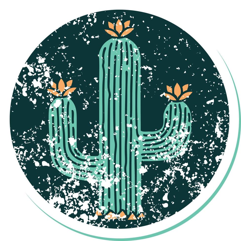 iconico afflitto etichetta tatuaggio stile Immagine di un' cactus vettore
