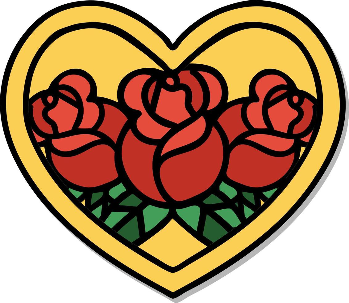 tatuaggio stile etichetta di un' cuore e fiori vettore