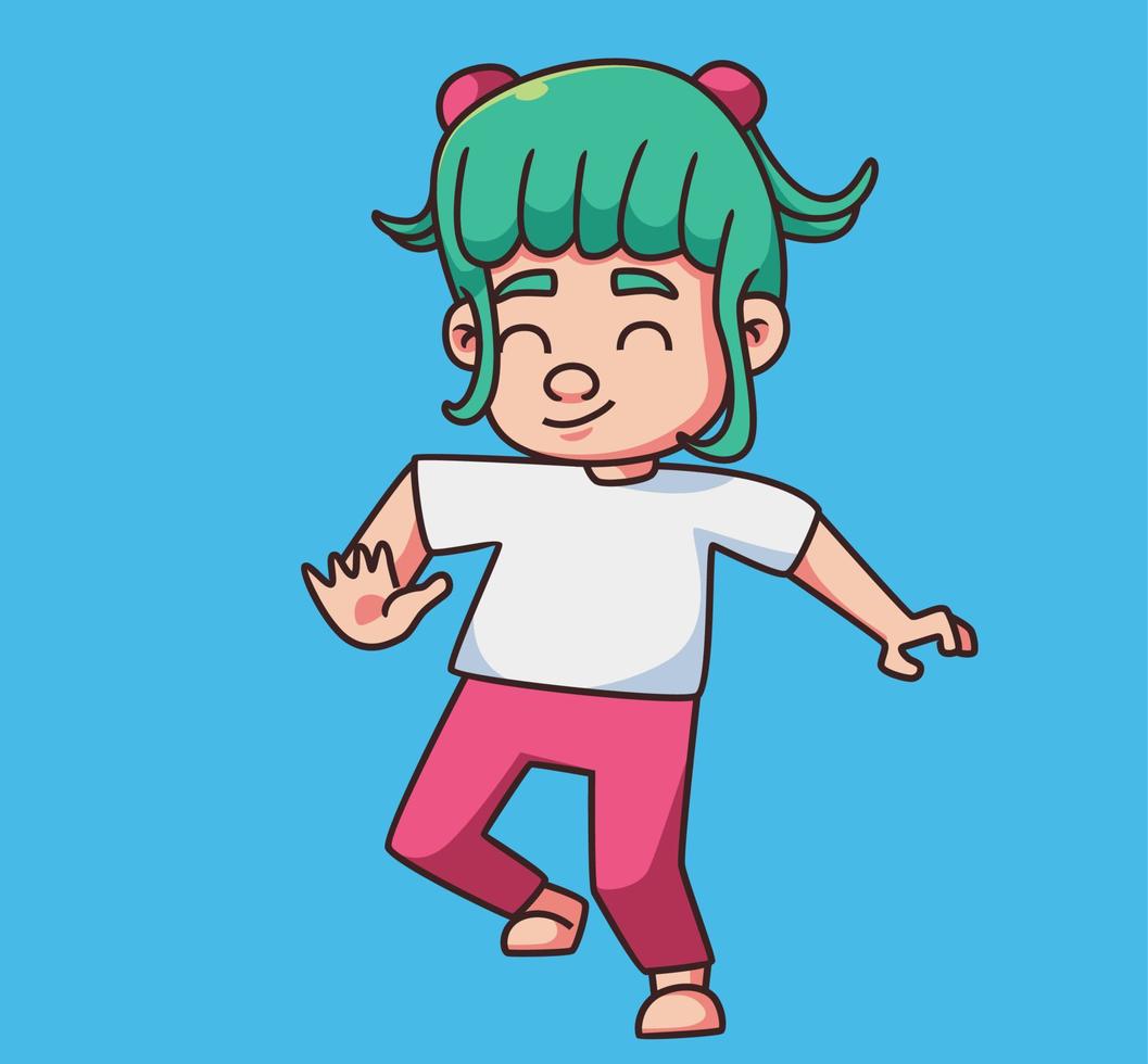 carino danza bambini. isolato cartone animato persona illustrazione. piatto stile etichetta elemento vettore