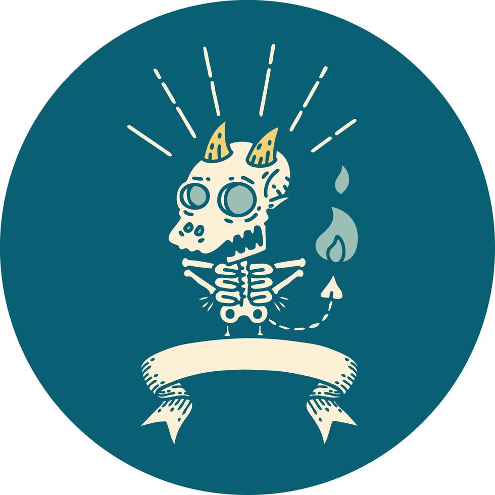 icona di un' tatuaggio stile scheletro demone personaggio vettore