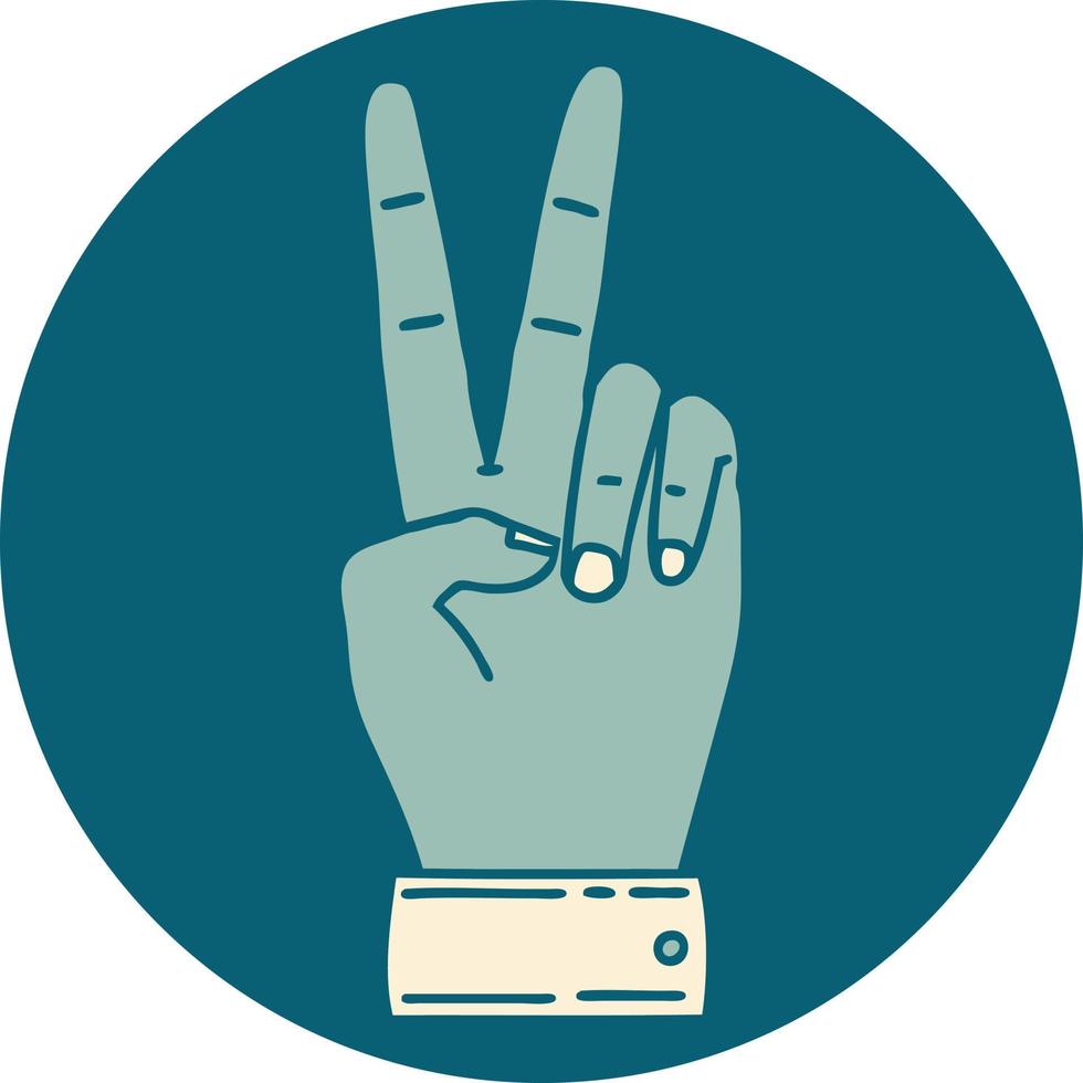 pace simbolo Due dito mano gesto icona vettore
