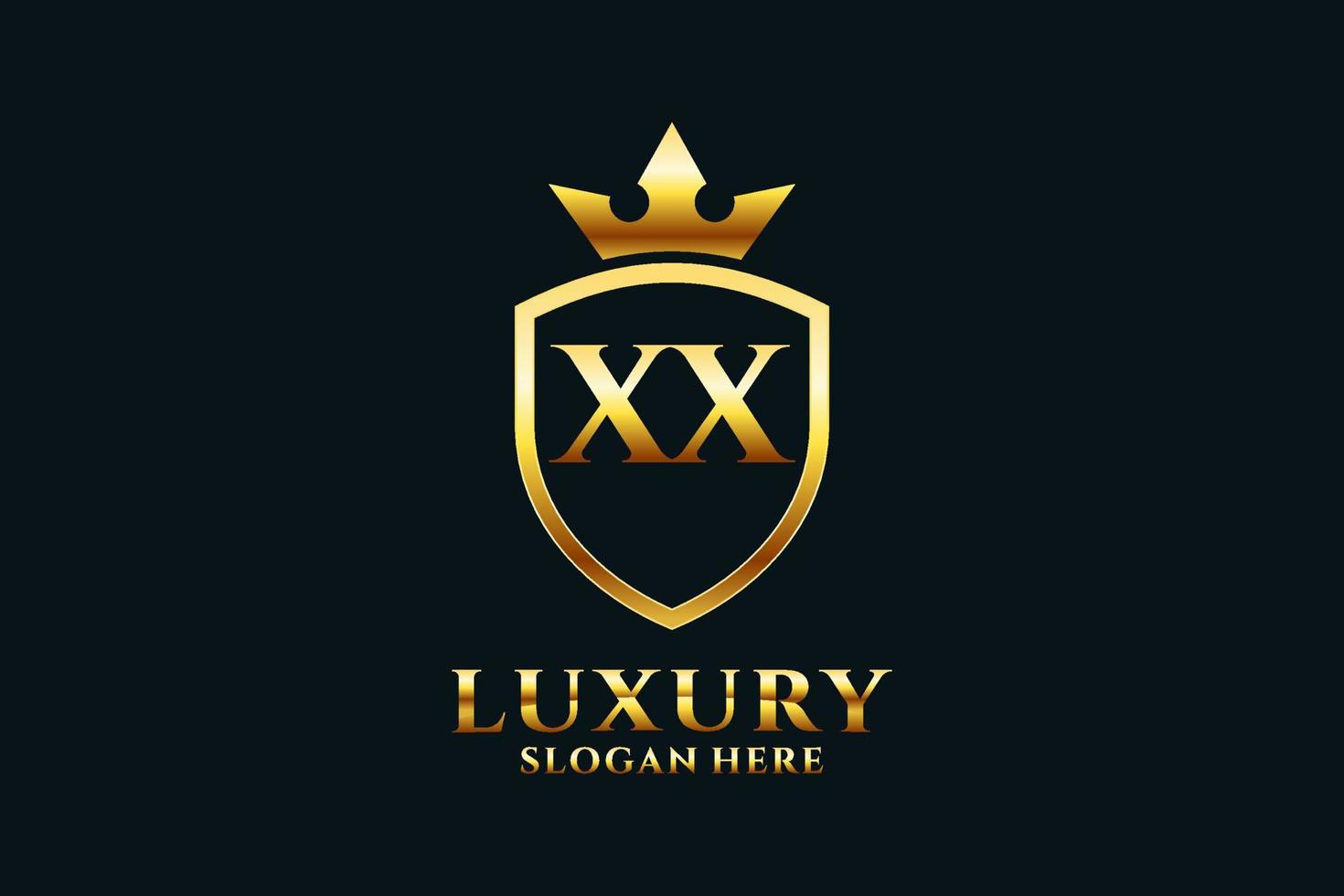 iniziale xx elegante lusso monogramma logo o distintivo modello con pergamene e reale corona - Perfetto per lussuoso il branding progetti vettore