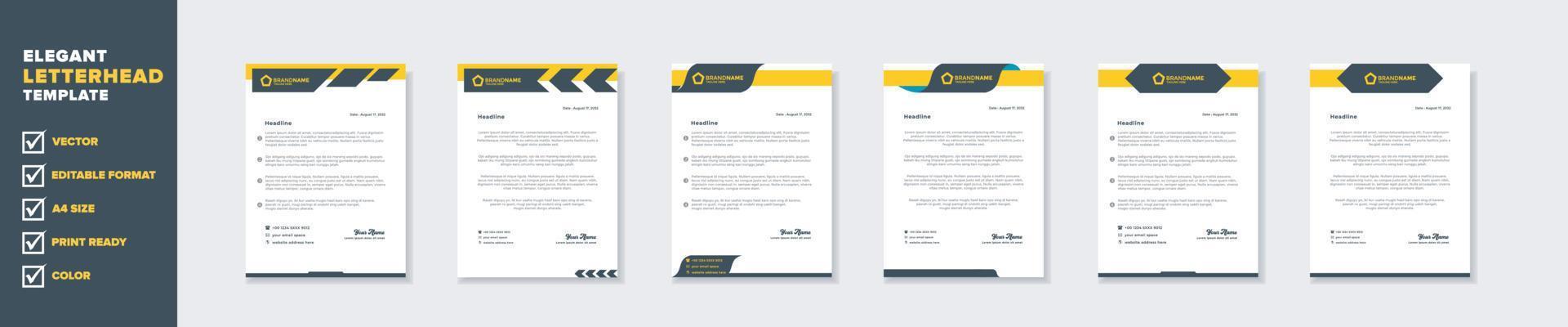 nuovo moderno elegante di carta intestata modello per stazionario design per attività commerciale società con giallo e blu colore modificabile formato eps10 per Scarica vettore