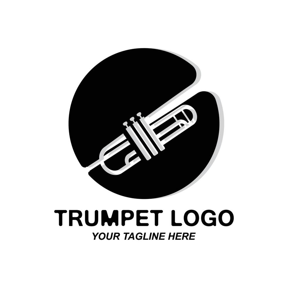 design del logo della tromba, generazione della melodia, illustrazione dello schizzo vettoriale dello strumento musicale