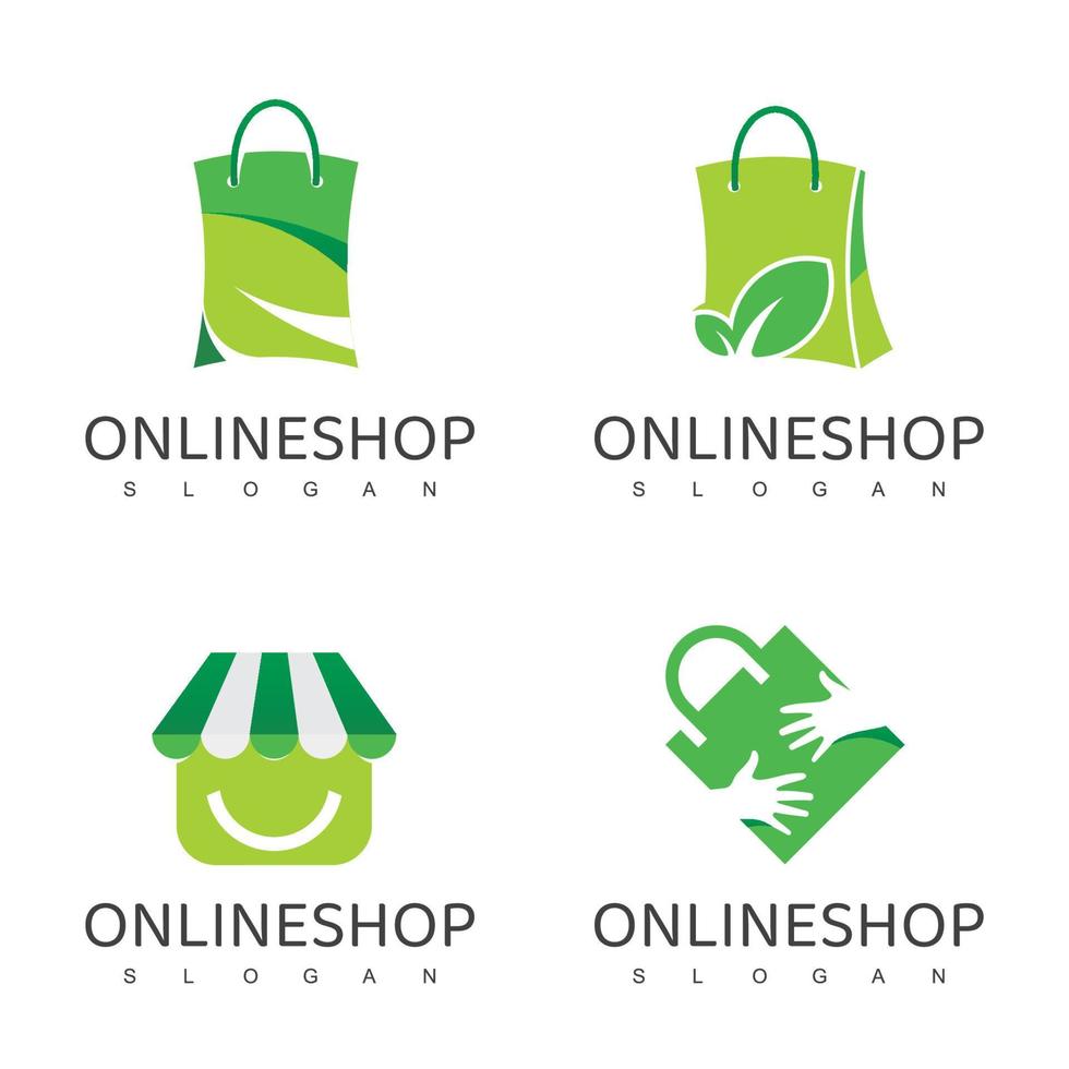 shopping logo design modello, biologico, naturale, erbaceo memorizzare logo vettore