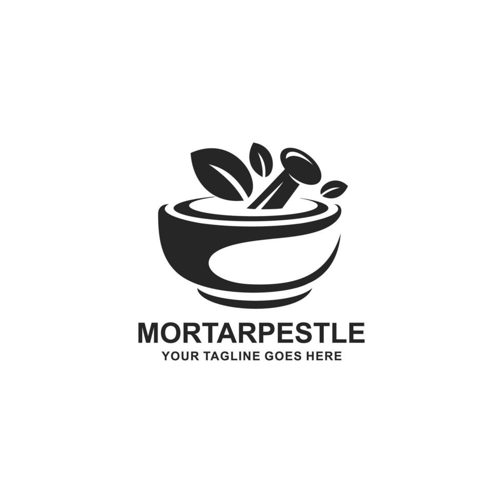 mortaio e pestello farmacia logo vettore